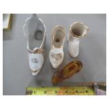 (4) PORCELAIN SLIPPERS/BOOT & GLASS SLIPPER