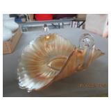 VINTAGE CARNIVAL GLASS BASKET 1950