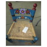 VINTAGE CHILDS WICKER SEAT CHAIR - SOME DAMAGE