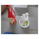 (2) BELLS - ONE BONE CHINA - XMAS IS WOOD