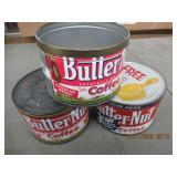 QTY (3) BUTTER-NUT BRAND COFFEE CANS