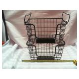 2 Metal stackable storage baskets