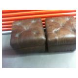 Set of 2 Leather Footstools -