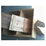 2 wooden boxes and feeder
