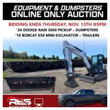 Equipment & Dumpsters Online Only Auction