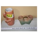 2 Antique Vases, 1 Red Wing