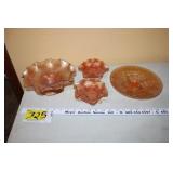 4 Orange Carnival Glassware