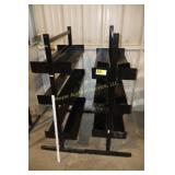 2 black metal shelves