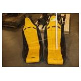 2 black & yellow racing bucket seats