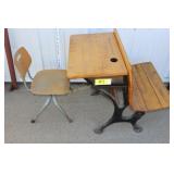 Antique school desk & chair