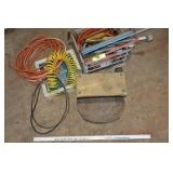 cords, air hose, mirrors, rolling stool