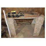saw horse, miter saw & machette
