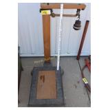 Antique platform scale & weights