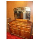 antique waterfall dresser w/mirror