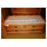 Wooden bench with storage