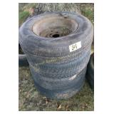 5 misc old tires w/4 rims
