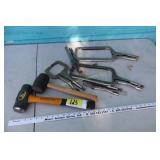 large vise grips & 2 hammers