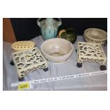 Ceramic planters/vases & rolling metal stands