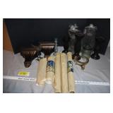 shelf liner, candle holders, decorative shelves