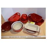 Red casserole dishes, bowls, etc