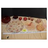 Red & pink glassware