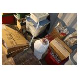 Christmas decor, lights, ornaments, lamp, etc