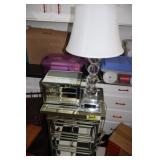 Mirrored cabinet, lamp & jewelry box