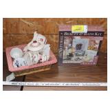 Beauty & bath kit, fruit cups, etc