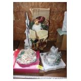 Santa Clause, wooden church, Santa plate