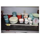 Tin canisters, kitchen items, cast iton dutch oven