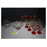 Christmas Holly pitcher, bowl & glasses