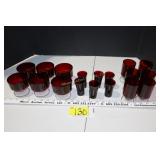 Vintage Ruby Red Champagne, Small Wine & glasses