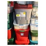 totes of Christmas decor