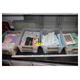 4 small totes of  quilting fabric