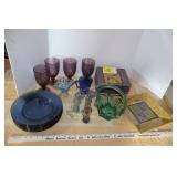 blue & purple glassware