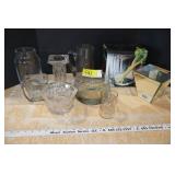 glass pitchers, bowls, etc