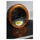 Vintage mirror on stand & glasses