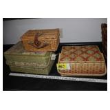 3 sewing baskets & contents