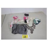 Rosette clips, scarf, necklace, etc