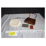 Vintage Clutches-leather w/mirror & 1931 calendar