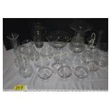 Princess House /etched glass pitcher, bowls, decor