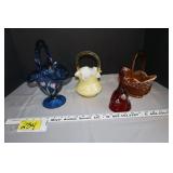 Vintage Fenton baskets & bell