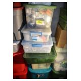 Christmas totes of ribbon, decor, etc