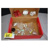 Porcelain trinket boxes, mini tea set, mini silver