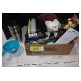 measuring cups, storage containers, etc