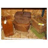Vintage Winchester wooden box, baskets, etc