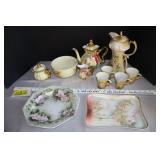 Vintage Floral glassware -includes Nippon tea sets