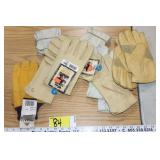 assortment of leather gloves