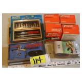 motorcycle oil filters, knife, air brush kit