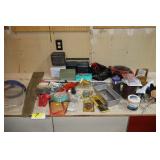 index cards, combination locks, wood plane,